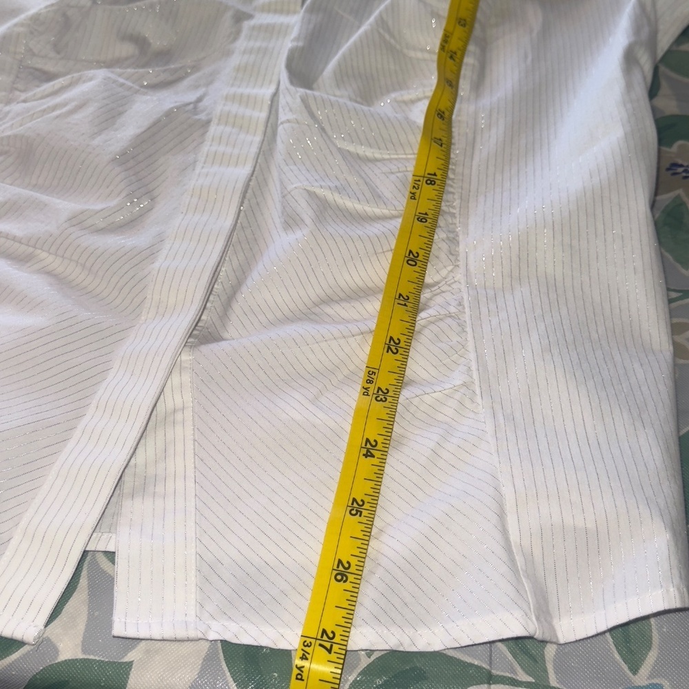 Lane Bryant White & Silver Metallic Stripe Button Up shirt, Women’s 14/16​​ - Picture 10 of 10